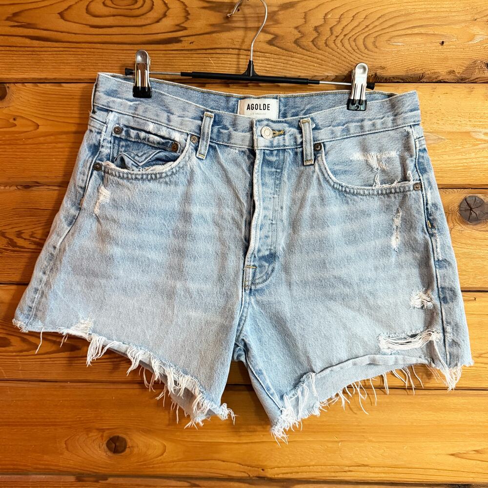 Agolde Parker Long Shorts Distressed Size 28